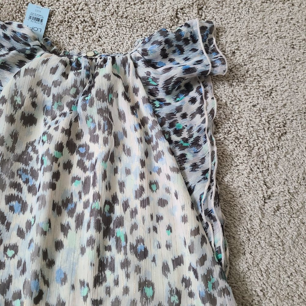 Metallic Ruffle Leopard Print Blouse - Picture 10 of 14